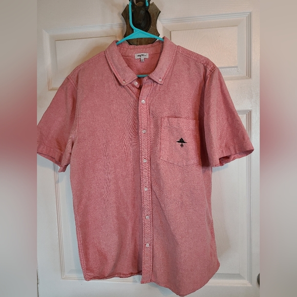 LRG Woven Woman's Short Sleeve Blouse, Size: Large Color: Pink - Picture 5 of 16